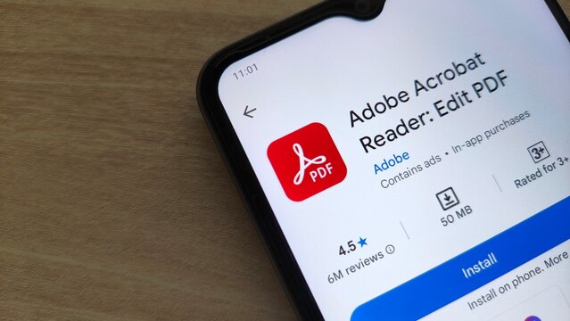 Adobe Acrobat Reader app on smartphone for editing PDFs