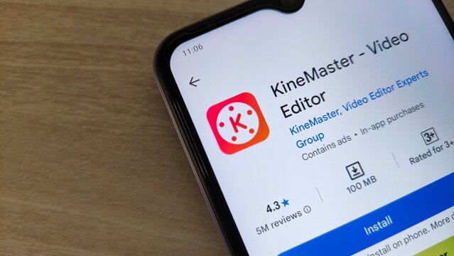 KineMaster video editing app on smartphone screen