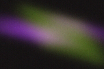 Fototapeta premium Abstract Purple and Green Gradient Glow with Film Grain Texture on Black Background