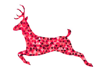 Abstract running deer graphic with colorful triangle mosaic design