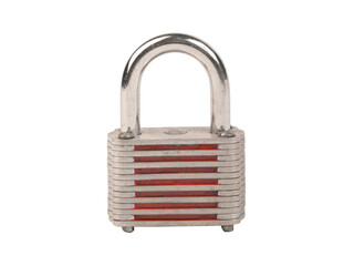 Heavy-Duty Silver Padlock with Visible Red Layering for Enhanced Security