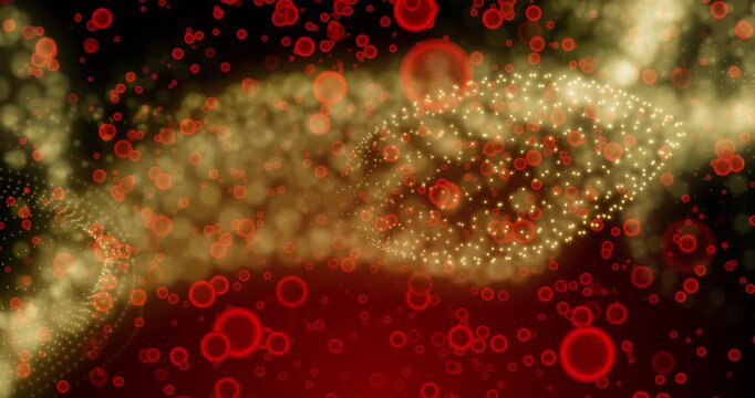 Glowing braided ribbon emerging right, stretching, waving and flashing to form layered abstract art