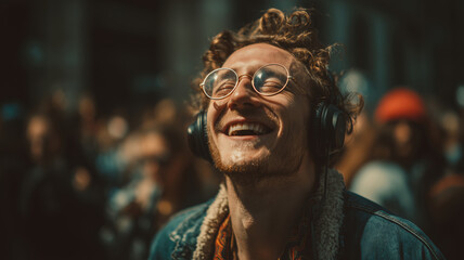 Joyful moment captured during a lively street festival celebration