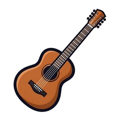 Obraz premium Acoustic Guitar Illustration on White Background.