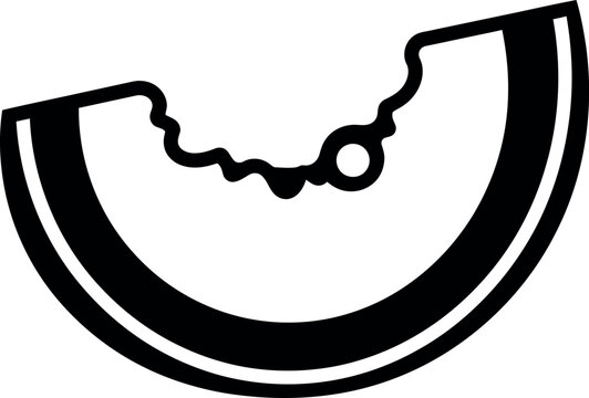 Black and white honeydew melon icon sweet summer fruit slice