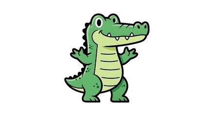 Obraz premium Cartoon Alligator Illustration on White Background.
