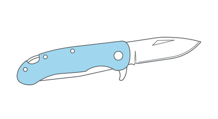 A blue handled pocket knife with blade.