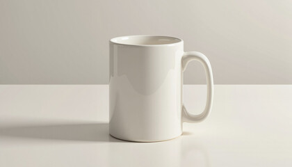 Obraz premium white ceramic mug placed on a clean surface against a minimalistic background for branding or product promotion purposes