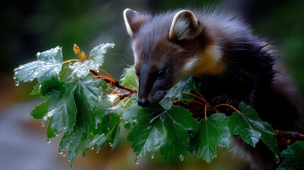 Marten in the forest.