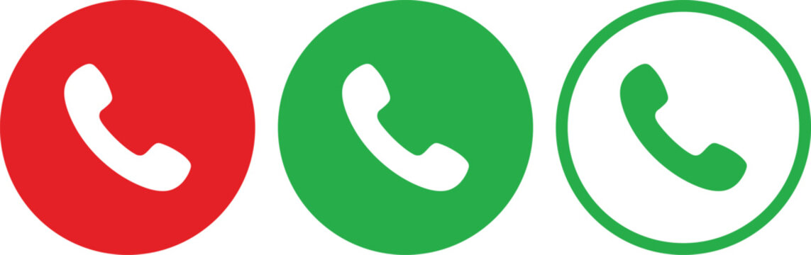Three colorful telephone icons representing different call statuses