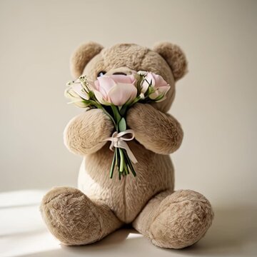 ositos, juguete, osito, caf&eacute;, animal, blando, aislada, amor, lleno, regalo, infancia, sentada, felpa, ni&ntilde;o, pelaje, objeto, beb&eacute;, blanco, mimoso, cuca, navida, 14 febrero, san valentin, flores, regalo