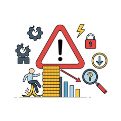 Business and financial risk warning with various challenge icons