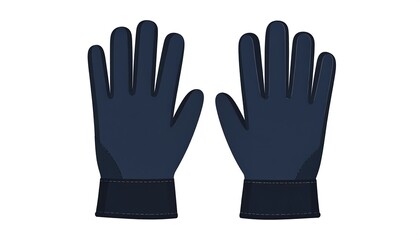 Obraz premium Graphic of two blue protective coverings, palm-up, showing fingers and wristbands, against white background