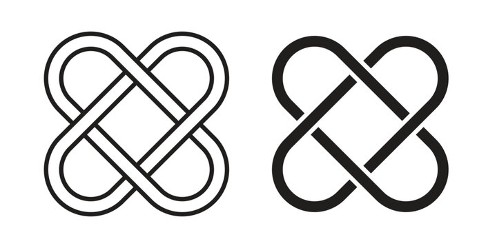 Interlocking icon concept template. linear or solid icon collection