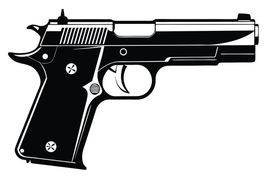 colt 1911 silhouette line art vector illustration