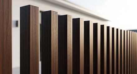 Obraz premium Modern dark wood vertical slat fence detail