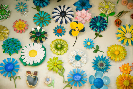Palm Springs, California, USA. Vintage flower pins  from the 1960's 
