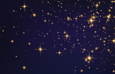 Fototapeta premium Vector flying particles of light. Magical light dust, dusty shine. Christmas light effect. Sparkling particles of fairy dust glow in transparent background. Vector illustration