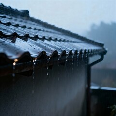 Rain on a Rooftop Rain drumming on a rooftop creating a rhythmic