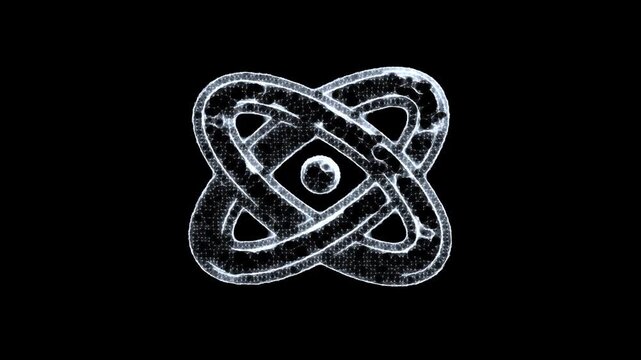 Atomic Structure, Abstract motion graphics of a quantum or atomic symbol, 2 in 1 (Animation on flat and transparent backgrounds), Seamless Loop. Codec ProRes 4444 with alpha channel. Not AI Generated