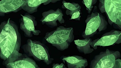 Ethereal Autumn Leaves Floating Down - Stylized Botanical Illustration on Light Background