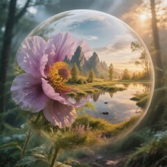 Double Exposure with Nature Combine a flower close up with a lan