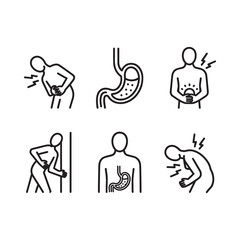 Illustrations depicting various types of physical pain and discomfort in humans