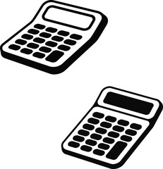 Two black and white calculator icons