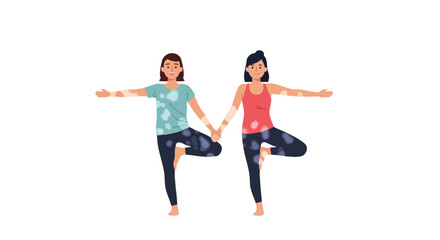 Harmonious Professional Partnership Illustration Showcasing Corporate Synergy and Wellness Balance