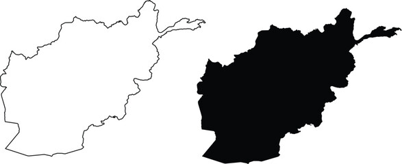 Obraz premium Afghanistan outline and silhouette map country