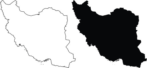 Obraz premium Iran Outline and Silhouette Maps country