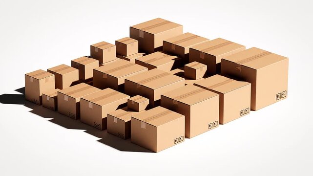 Brown cardboard boxes stacked randomly.