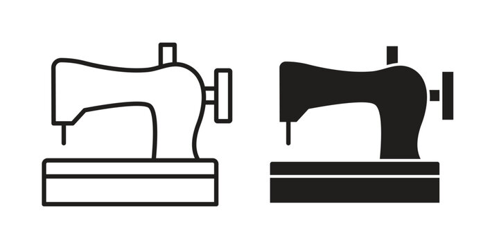 Old sewing machine icon concept template. linear or solid icon collection