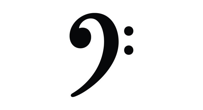 Minimalist flat bass clef symbol logo icon
