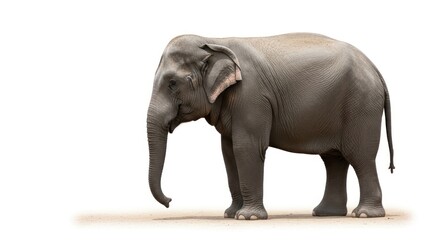Obraz premium Isolated Elephant Standing on White Background.