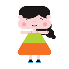 Cute Cartoon Girl Characters Illustration