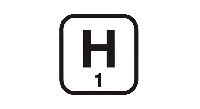 Minimalist flat vector icon of the chemical symbol for Hydrogen