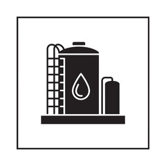 Fototapeta premium Black silhouette of an industrial tank with a water droplet symbol