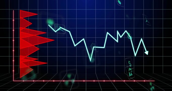 Cyan zigzag line being plotted after grid appearing and playhead moving, visualizing sector trends