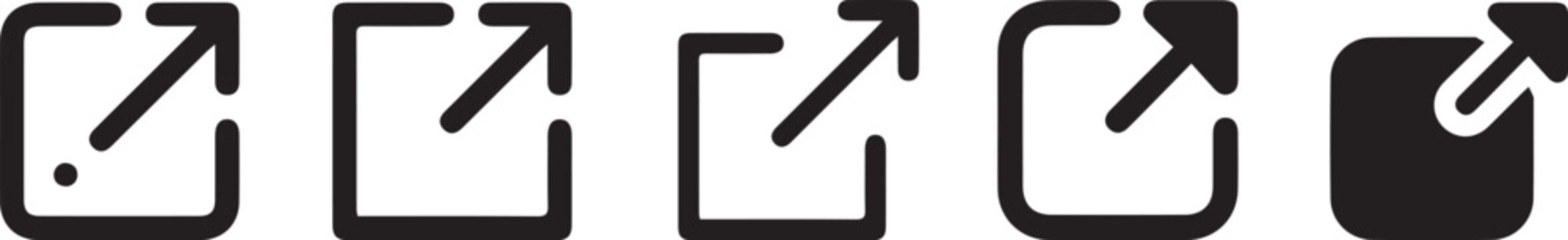 Collection of external link icons representing navigation and outbound connections for web design and UI elements