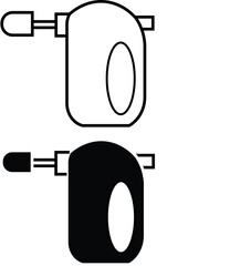 Vector illustration of a black and white electric egg beater
