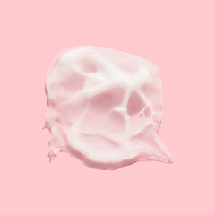 Creamy pink gel texture on solid background for skincare and beauty product design.