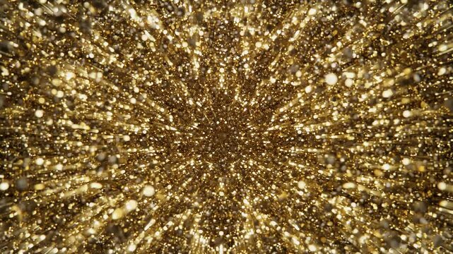 Exploding golden light glitter seamless loop background 黄金の光が画面一杯に弾けるシームレスループ背景