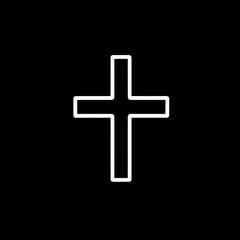 Obraz premium A cross icon against black background.