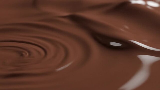 Rich melted chocolate liquid creating beautiful swirling patterns and ripples