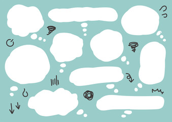 悩みや考え事を表すもやもや吹き出しのセット素材