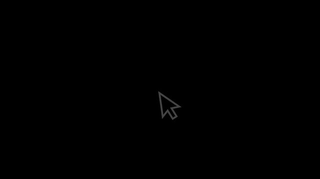 minimal mouse pointer click motion graphic with black background. 2d mouse cursor clicking animation with smooth ripple effect. simple cursor click animation for websites and app presentations. 
