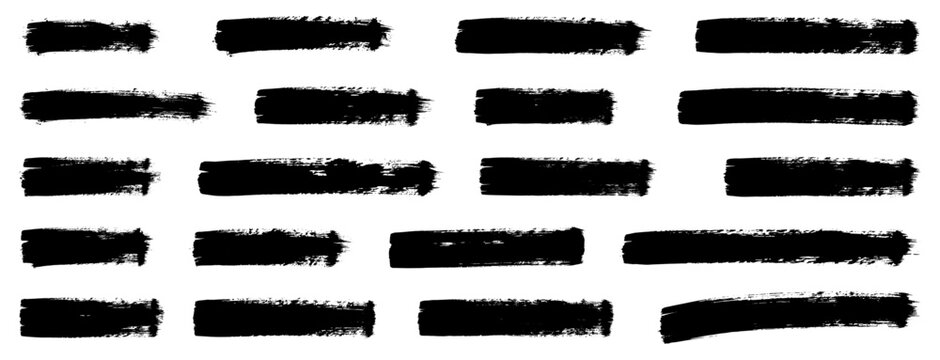 Dry brush ink stroke vector black grunge texture rough distressed line underline divider highlight banner label overlay background collection handmade graphic element