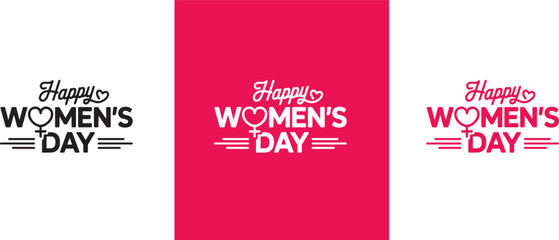  Happy Women’s Day calligraphy typography design. Elegant hand lettering Happy Women’s Day design displayed in modern calligraphy style with feminine typography across contrasting backgrounds. © BK2003