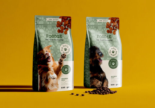 Pet Food Stand Up Pouch Mockup Set